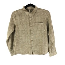 Rylee + Cru Boys Long Sleeve Collared Shirt Linen Blend Check Brown 10-12Y - $24.06