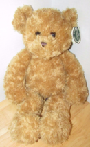 Bearington brown tan teddy bear Wuggles 18" curly textured fur plush floppy bean - £10.16 GBP