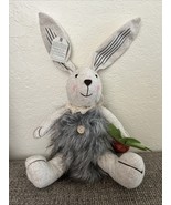 Cotton &amp; Co Plush Bunny Rabbit Easter Carrot Gray Fur Shelf Sitter Farmh... - $470.20 MXN