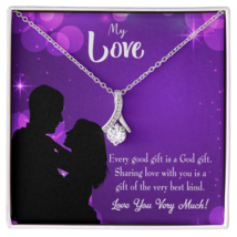 To My Girlfriend Good Alluring Ribbon Necklace Message Card - £53.40 GBP+