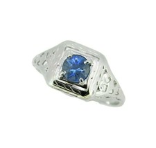 Authenticity Guarantee 
18k White Gold Filigree .53ct Blue Genuine Natur... - £649.24 GBP