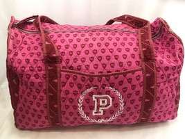 Victoria&#39;s Secret Pink Vintage Monogram Dog Quilted Duffle Bag Large Duffel - £114.11 GBP