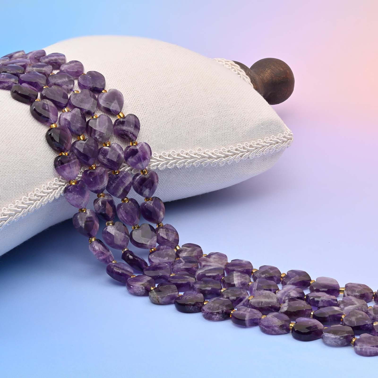 Natural Amethyst Faceted Heart Gemstone Beads, Bead Size 12mm Heart Face... - $21.43+