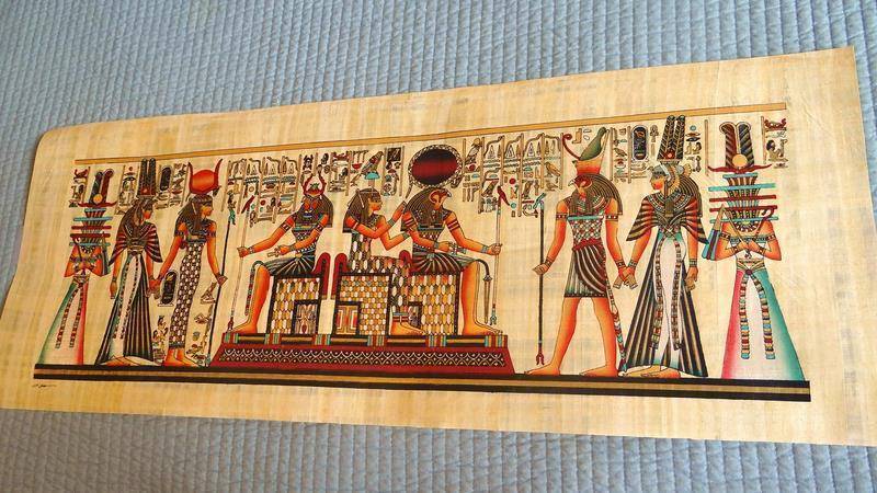 Huge Large Handmade Papyrus Egyptian Kings Museum Art Painting...32"x12" Inches