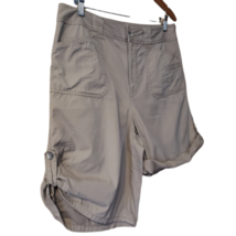 White Stag Bermuda Shorts Womens Sz 12 Brown Cotton Roll Tabs Front Back... - £9.41 GBP
