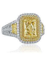 GIA Certified 2.65 Ct Very Light Yellow Radiant Cut Diamond Ring 18k Whi... - $11,822.26 CAD