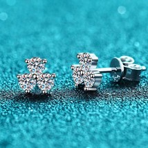 Moissanite Stud Earrings 0.6CT White Gold Plated Sterling Silver D VVS1 Lab Diam - £38.43 GBP