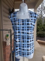 Nwt Evan Picone Blue&amp;Black Plaid Knit Top M - $15.99