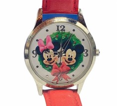 Mickey Mouse watch vtg Walt Disney Japan disneyland Minnie Valentines bow red  - £39.52 GBP