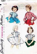 Vintage 1950&#39;s Child&#39;s Simplicity BLOUSE &amp; PETTICOAT Pattern 1287-s Size 6 - £9.43 GBP