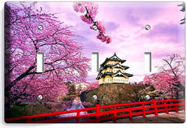 Hirosaki Castle Sacura Bloom Japan Triple Light Switch Wall Plates Room Hd Decor - £13.12 GBP