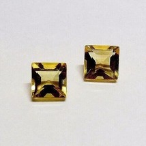 Natural Citrine November Birthstone Gemstone 5mm Loose Matched Pair Squa... - £18.19 GBP