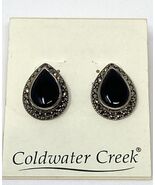 NIP Coldwater Creek Sterling Silver Black Gemstone Post Teardrop Earrings - $520.00 MXN