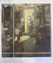 Norman Rockwell Facsimile Signed  Collotype &quot;Shuffleton&#39;s Barber Shop&quot; - £233.45 GBP