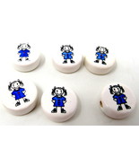 6 Little Girl Ceramic Beads 1&quot; Disc Peru Horizontal Hole Family Children... - £7.44 GBP