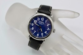 Shinola The Runwell 41MM Royal Blue Dial Black Leather Unisex Watch S0100027 - £303.39 GBP