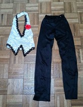 2 piece White top black sequins with red flower/ black pants  Adult  Medium - $21.18 CAD