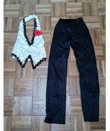 2 piece White top black sequins with red flower/ black pants  Adult  Medium - $21.19 CAD