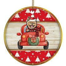 hdhshop24 Funny Pomeranian Dog Ride Car Ornament Gift Pine Tree Pattern ... - £15.75 GBP