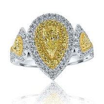 GIA Certificado 1.50 TCW Pera Luz Diamante Amarillo Compromiso Anillo 18k Blanco - £3,489.10 GBP