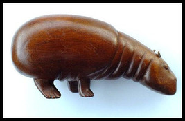 Large Hand Carved Wood Hippopotamus Leather Ears - $17.50