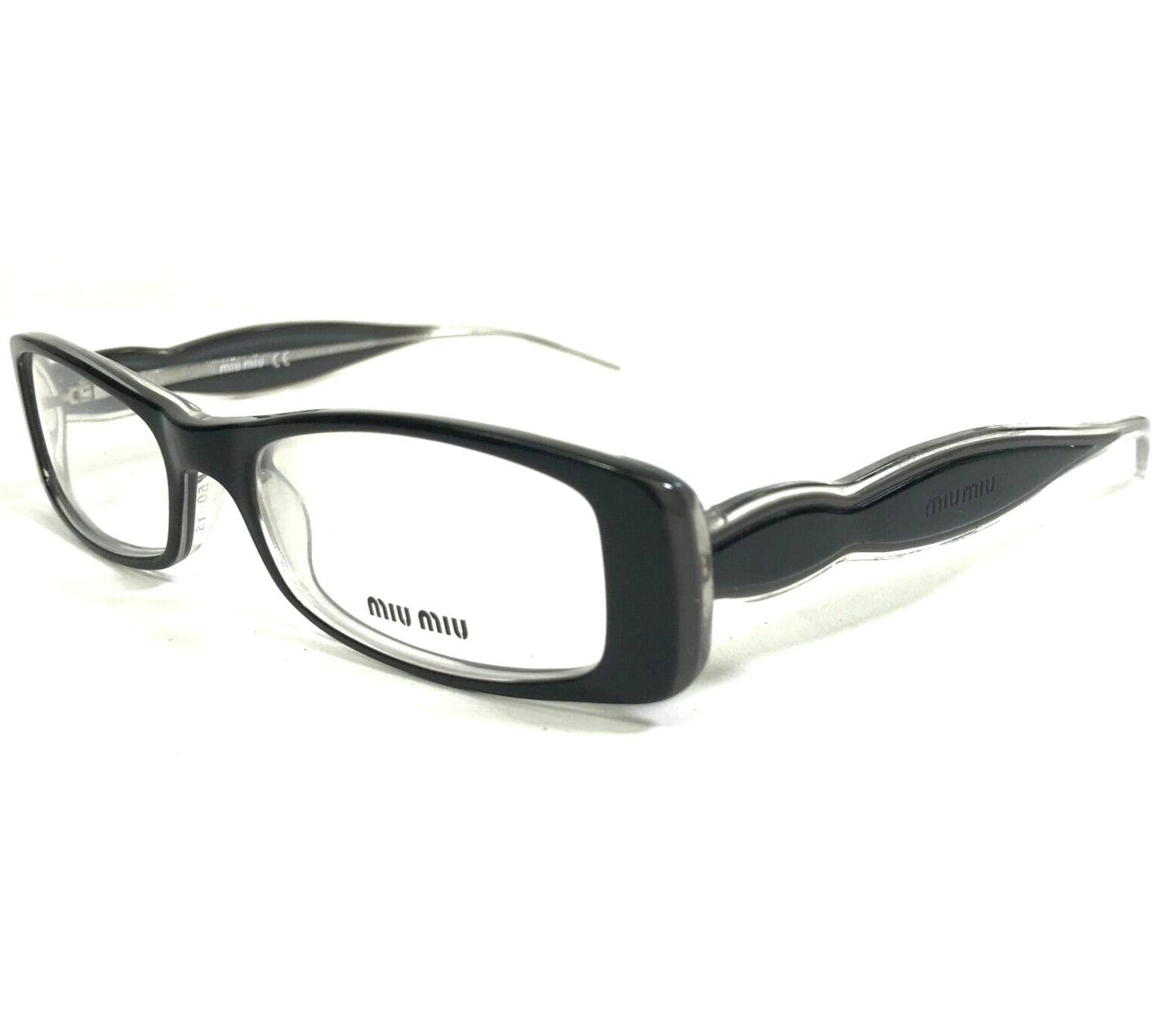Primary image for Miu Miu Eyeglasses Frames VMU12D 5BM-1O1 Black Clear Rectangular 50-16-135