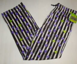 Beetlejuice Men&#39;s Minky Fleece Sleep Pajama Pants Black White Stripe w/B... - $25.73