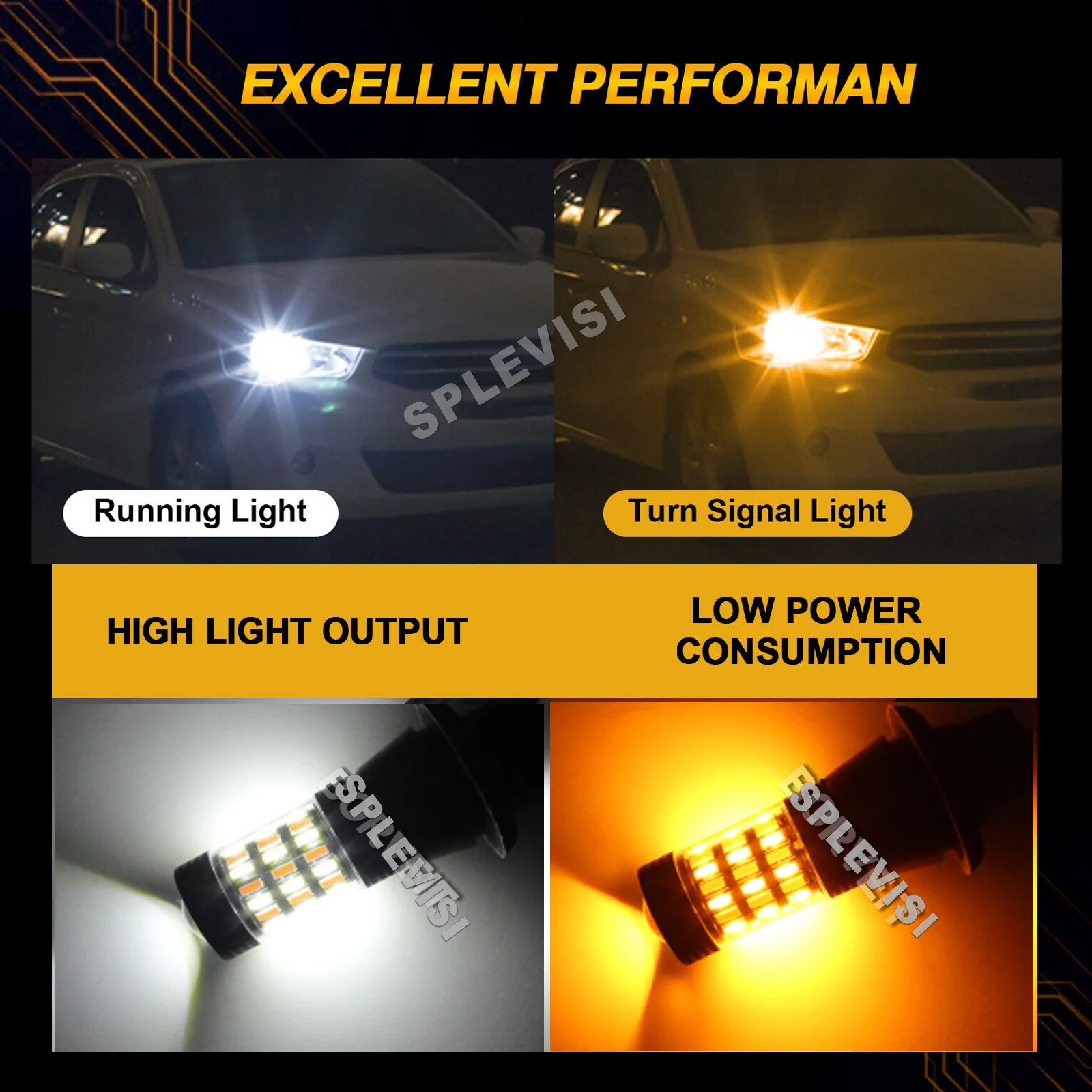 2x White Yellow LED Switchback Turn Signal Light Bulbs For  Camry 2015 2016 2017 - £138.94 GBP