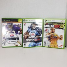 Lot of 3 Microsoft XBOX Video Sports Games: Madden 05, Madden 08, NBA 2K10 - £11.02 GBP