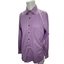 J L Powell Men Shirt Long Sleeve Button Up JL Purple 100% Cotton Pocket Medium M - £15.55 GBP