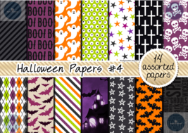 Halloween Digital Paper Pack - Spooky Patterns in High-Res JPEG -4 - £1.19 GBP