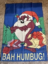 Vintage Looney Tunes Christmas Taz Bah Humbug! Decorative Yard Flag 29&quot; x 41.5&quot; - £6.76 GBP