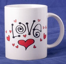 LOVE Coffee Mug Cup with hearts  - £4.58 GBP