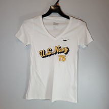Nike Womens Shirt Medium US Navy White V Neck The Nike Tee Short Sleeve - £11.15 GBP
