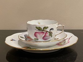 Herend Porcelain Market Garden (FR) Pattern Cup Saucer &amp; Dessert Plate - £194.76 GBP