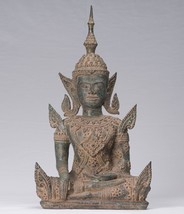 Antigüedad Thai Estilo Bronce Rattanakosin Enlightenment Estatua de Buda - - $934.39