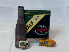 Tin Advertising Lot Half &amp; Half Bug Killer Clicker Pepsi Cola Opener Amo... - £39.52 GBP