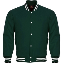 New Super Quality Bomber Varsity Letterman Baseball Jacket Green Body Sleeves - £55.92 GBP