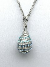 Silver and blue Egg Pendant Necklace with crystals by Keren Kopal - £38.84 GBP