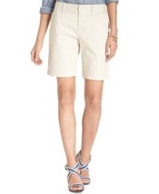 Tommy Hilfiger Women&#39;s Mid -Rise Flat Front Bermuda Shorts Beige Size 18 NWT - £30.63 GBP