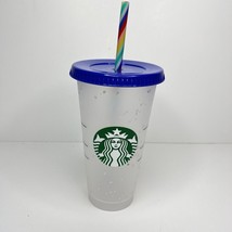 Starbucks Confetti Color Changing Cup Tumbler 2020 Reusable Rainbow Straw 24oz - £13.38 GBP