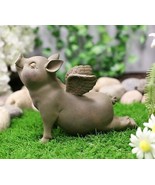 Zen Yoga Flying Pig Angel Hog Heavens In Cobra Stretch Pose Rustic Statu... - £17.29 GBP