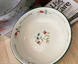 Pfaltzgraff Winterberry Merry Everything 7&quot; Candy Bowl Christmas Holiday NEW - £18.26 GBP