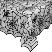 Halloween Table Cloth, Spider Webs Tablecloths Black Tablecloth Lace Fabric Tabl - £31.71 GBP