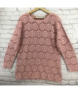 Maggie Lawrence Vintage Pink Sweater Loose Weave Crochet Sz L Large - £38.93 GBP