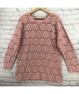 Maggie Lawrence Vintage Pink Sweater Loose Weave Crochet Sz L Large - $49.49