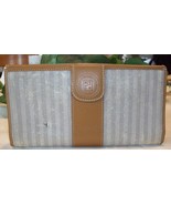 Fendi Vintage Pequin Envelope Wallet Italy Bifold Leather Canvas Striped... - $121.19 CAD