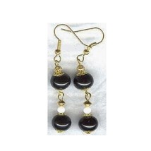 Black and White Lampwork Dangle Earrings  - £12.82 GBP