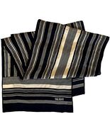 Bill Blass Black Ivory Striped Scarf 56½&quot; x 10¾&quot; Vintage Polyester - $367.78 MXN