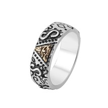 Stylish / Biker 316L Stainless Steel Egyptian / Eye of Horus / Ra Engraved Ring - £14.38 GBP